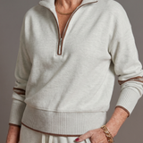 Della | Zip Neck Long Sleeve Side Stripe Leg Pants Set