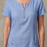 Callabelle | Zip Neck Pocket Detail Knee Length Dress