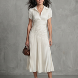 Mirna | Pleated Waistline Stripe Midi Dress