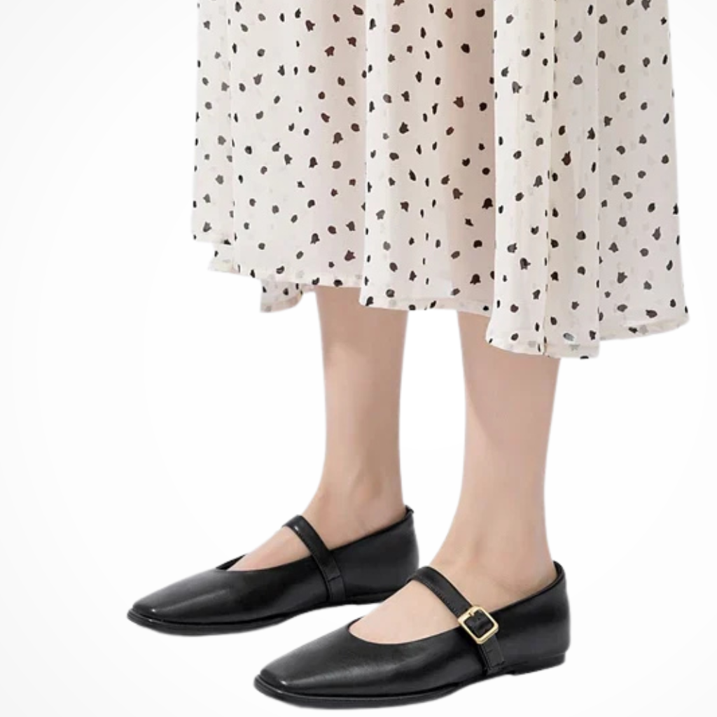 Georgiana | Women Square Toe Buckle Strap Mary Jane Ballet Flats