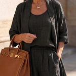 Theassa | Three Piece Relaxed Top Pant Set