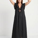Briabeth | Ruffle Trim Sleeveless Neck Midi Dress