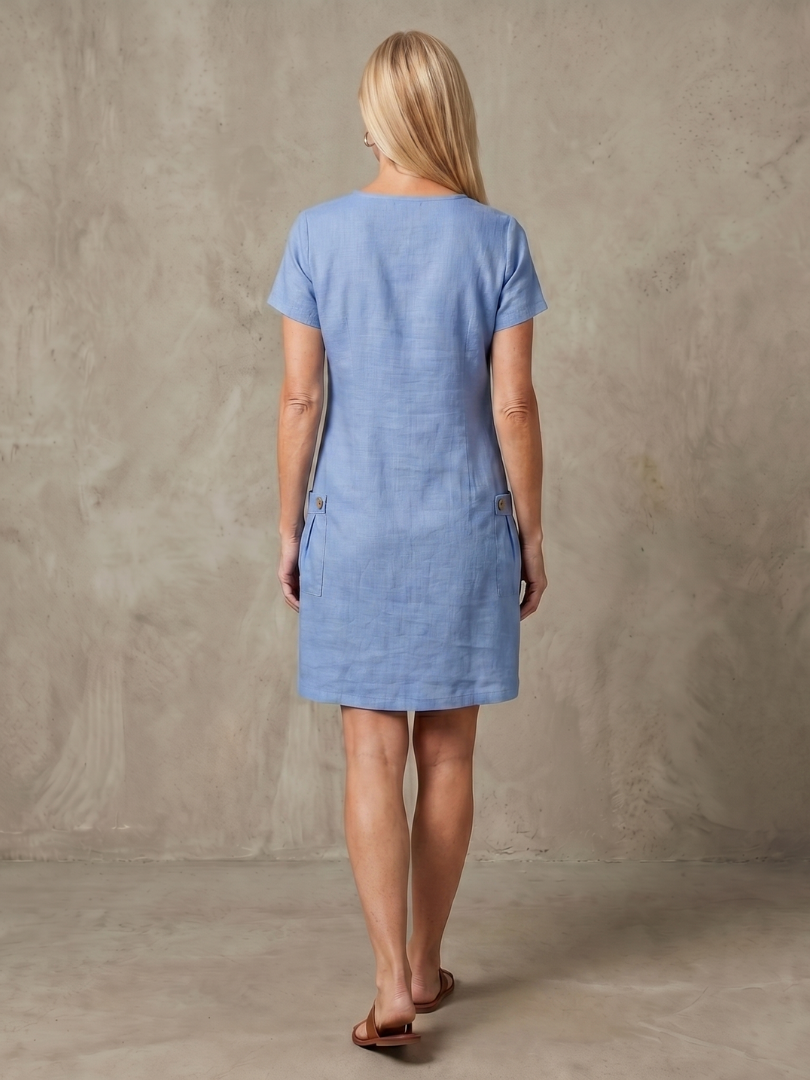 Callabelle | Zip Neck Pocket Detail Knee Length Dress