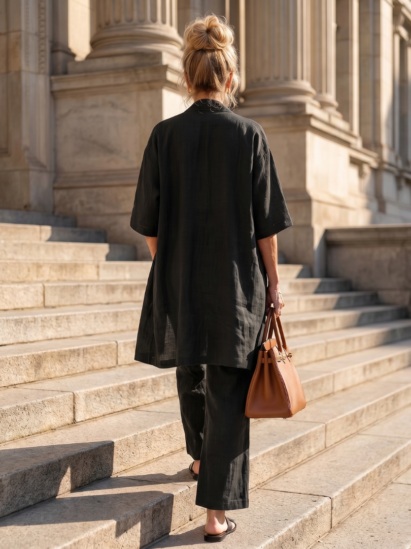 Theassa | Three Piece Relaxed Top Pant Set