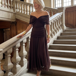 Calmarie | Off Shoulder Flow Midi Dress