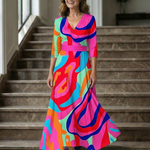 Liasette | Cross Wrap Neck Midi Dress