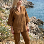 Perrina | V Neck Tunic Gathered Trouser Set
