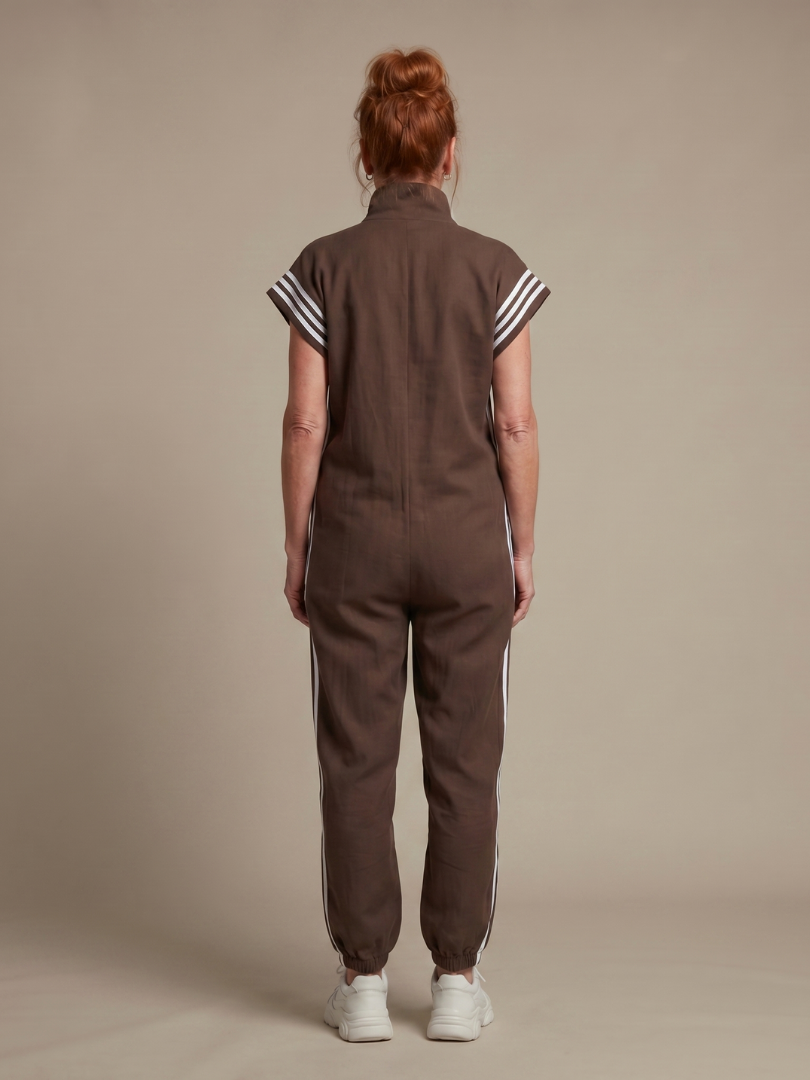 Mirania | Zip Front Stripe Panel Jumpsuit