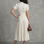 Mirna | Pleated Waistline Stripe Midi Dress