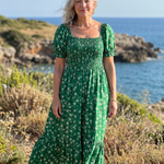 Serrina | Floral Smocked Square Neck Midi Dress