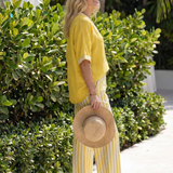 Penette | Contrast V Neck Tunic Stripe Trouser Set
