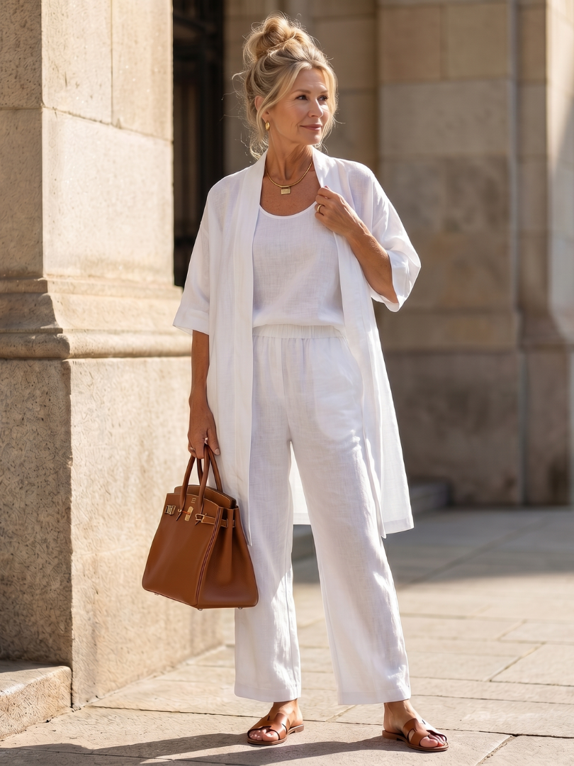 Theassa | Three Piece Relaxed Top Pant Set