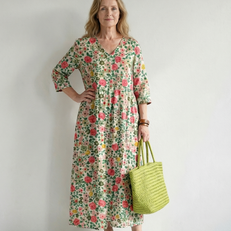 Lorina | Scatter Flower Midi Dress