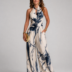 Taliathea | Printed Halter Wide Leg Jumpsuit