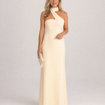 Veletta | Watercolor Floral One Shoulder Halter Maxi Dress