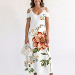 Brithea | Floral Off-Shoulder A-Line Midi Dress