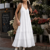 Celda | Spaghetti Strap Tiered Lace Layers Midi Dress