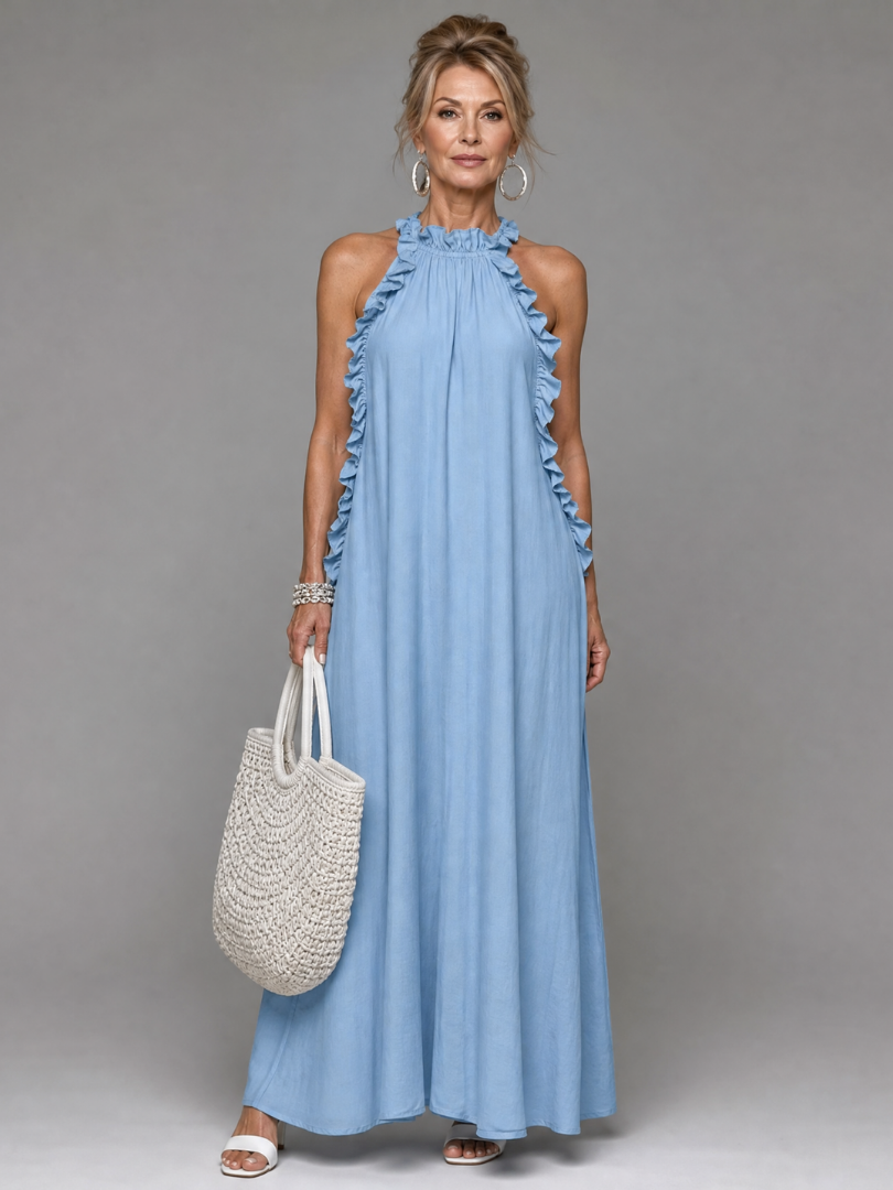 Giania | Sleeveless Ruffle Neck Maxi Dress