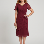 Callassa | Short Sleeve Layered Hem Midi Dress