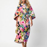 Callora | Wide Sleeve Floral Midi Dress