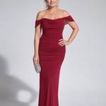 Marmarie | Off Shoulder Fitted Silhouette Midi Dress