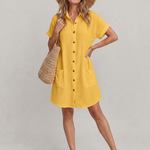 Briavia | Short Sleeve Front Pockets Knee Length Dress