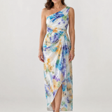 Thalrose | One Shoulder Floral Print Midi Dress