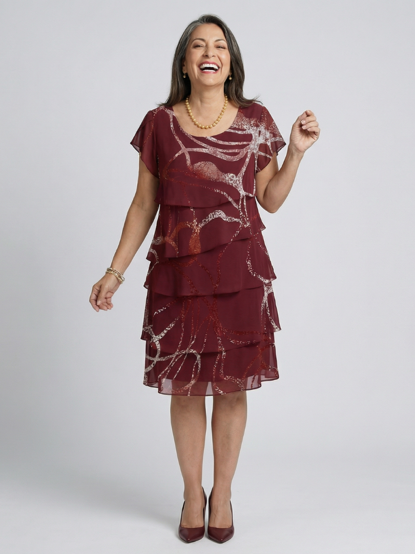 Julmae | Composed Abstract Knee Length Dress