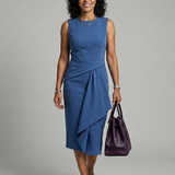 Esmenia | Asymmetric Drape Midi Dress
