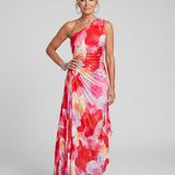 Sabette | One Shoulder Pleated Bodice Midi Dress
