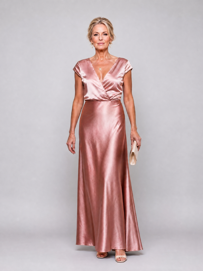 Dellora | Cap Sleeve Wrap Bodice Maxi Dress