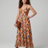 Marwyn | Spaghetti Strap Abstract Print Midi Dress