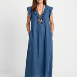 Briabeth | Ruffle Trim Sleeveless Neck Midi Dress