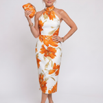 Mirlette | Halter Neck Floral Print Midi Dress