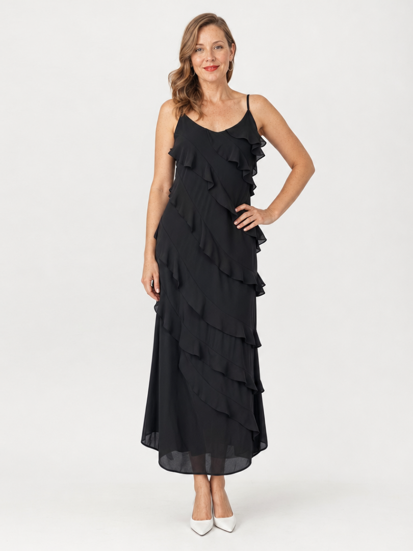 Wilda | Spaghetti Strap Layered Ruffle Detail Maxi Dress