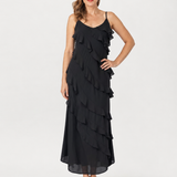 Wilda | Spaghetti Strap Layered Ruffle Detail Maxi Dress