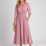 Verathea | Printed V Neck Midi Dress