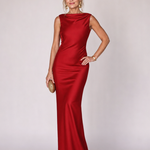Talette | Sleeveless Boat Neck Fitted Maxi Dress