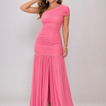 Verenawen | One Shoulder Pleated Skirt Midi Dress