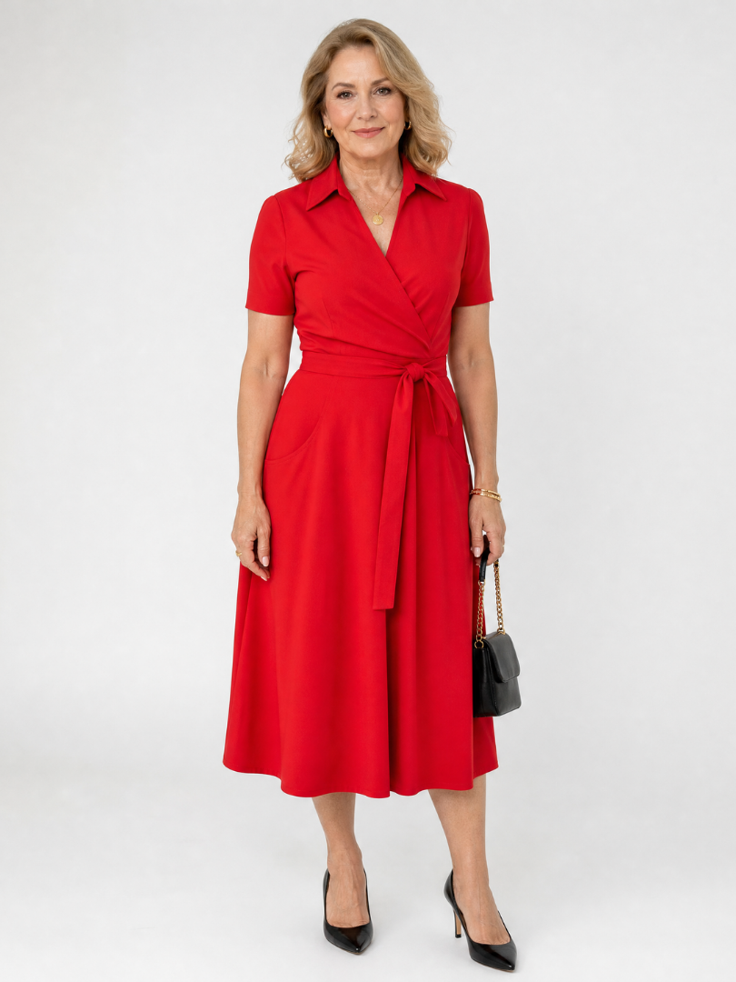 Laebeth | Collared Wrap Waist Midi Dress