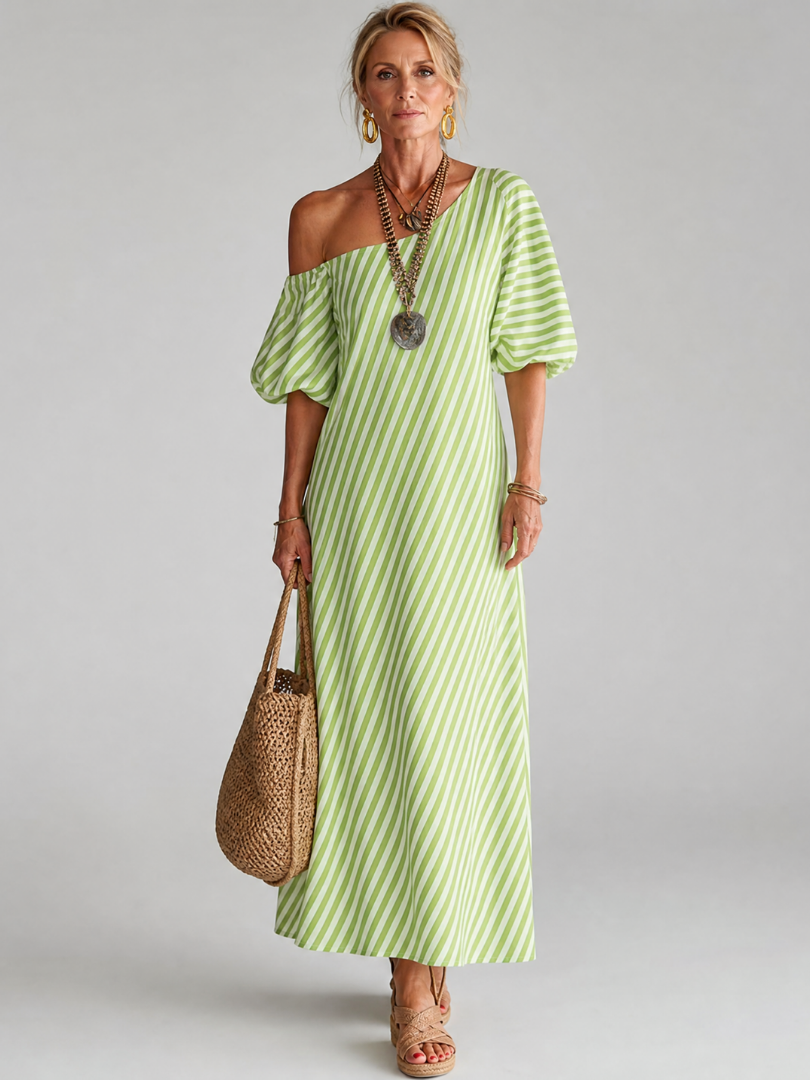 Vesrose | Striped Empire Waist Midi Dress