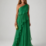 Vidalette | One Shoulder Ruffle Maxi Dress