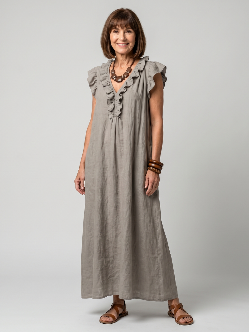 Temrose | Sleeveless Ruffle Trim Midi Dress