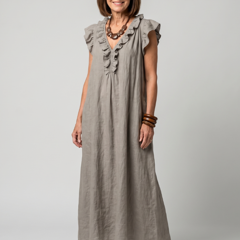 Temrose | Sleeveless Ruffle Trim Midi Dress