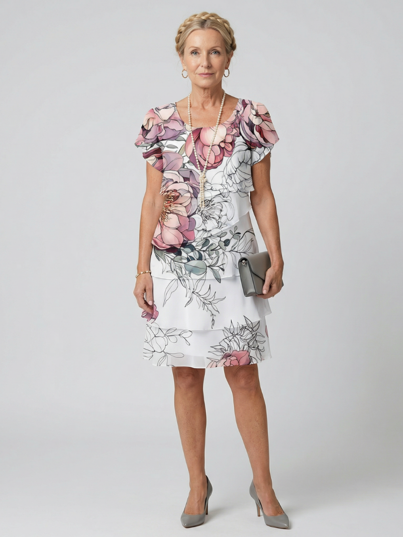 Cormarie | Clean Floral Knee Length Dress
