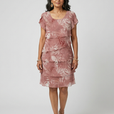 Solssa | Soft Motif Tier Knee Length Dress