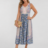 Penwyn | Mixed Floral Sleeveless Button Detail Midi Dress