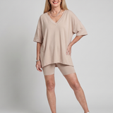 Saffthea | V Neck Top And Shorts Relaxed Fit Set