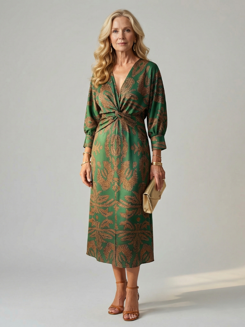 Linnsette | Natural Wrap Midi Dress