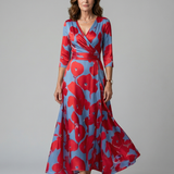 Liasette | Cross Wrap Neck Midi Dress